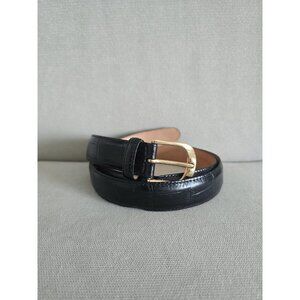 Martin Dingman Black Alligator Grain Leather Mens Belt 40 Brass Buckle 01705